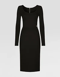 Milano rib calf-length dress with DG logo