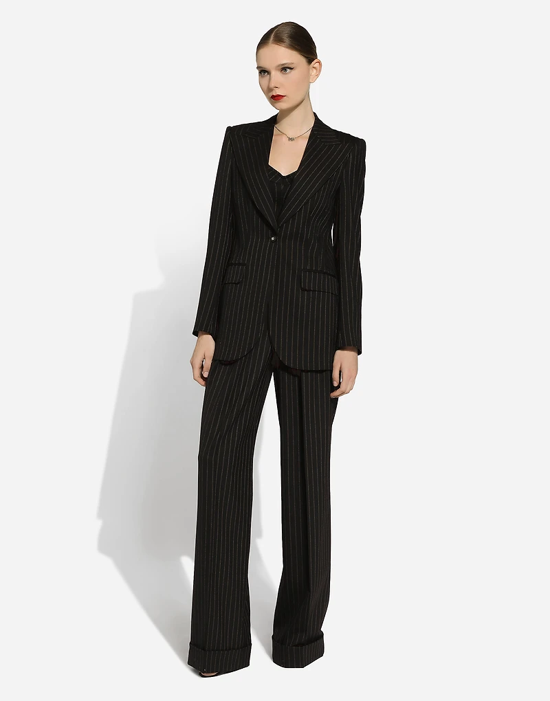 Single-breasted pinstripe wool Turlington jacket