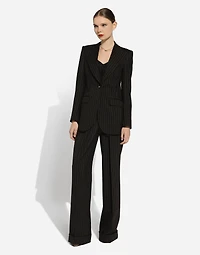 Single-breasted pinstripe wool Turlington jacket