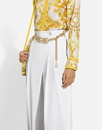 Flared cotton poplin pants
