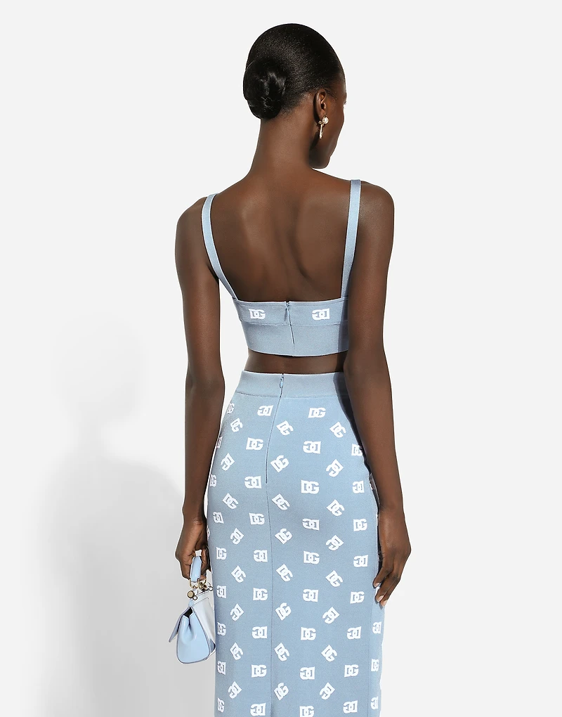 Viscose bralette top with jacquard DG logo