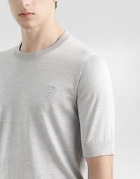 Silk round-neck sweater with DG embroidery