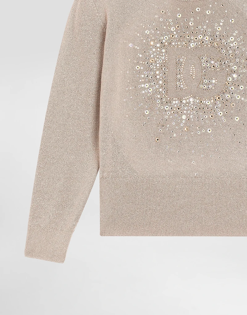 Lurex knit pullover with rhinestone detailing
