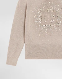 Lurex knit pullover with rhinestone detailing