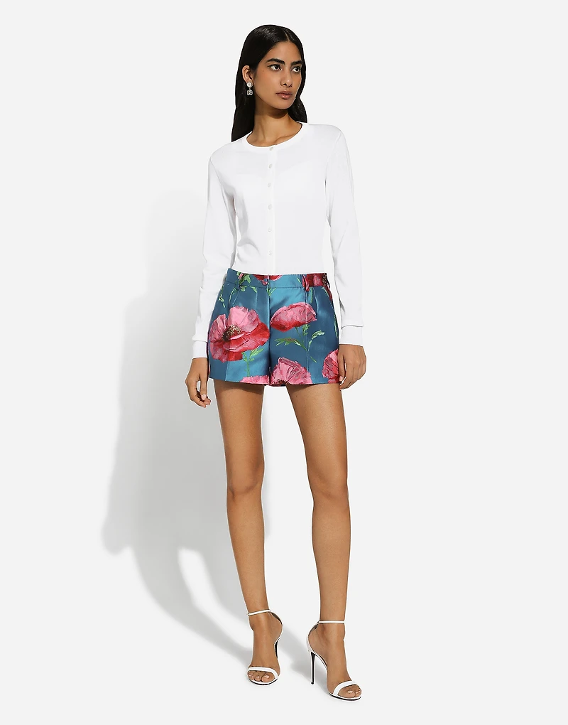 Silk round-neck cardigan