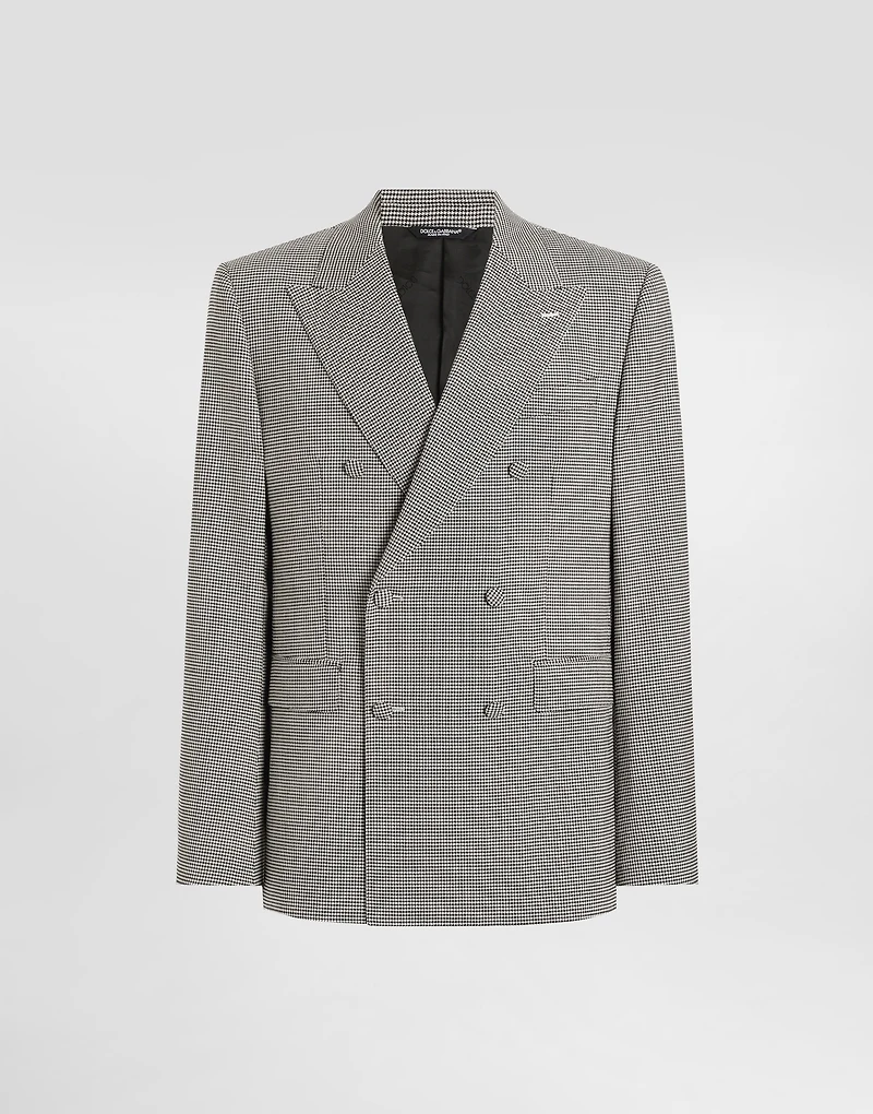 Double-breasted sicilia light jacket houndstooth wool