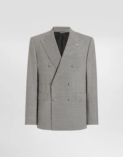 Double-breasted sicilia light jacket houndstooth wool
