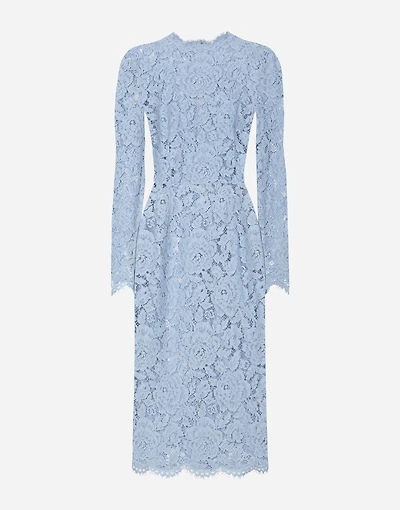 Calf-length sheath dress branded floral cordonetto lace