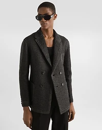 Double-breasted raffia mesh jacket