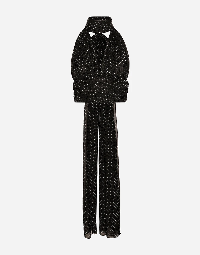 Chiffon top with polka-dot print and scarf detail