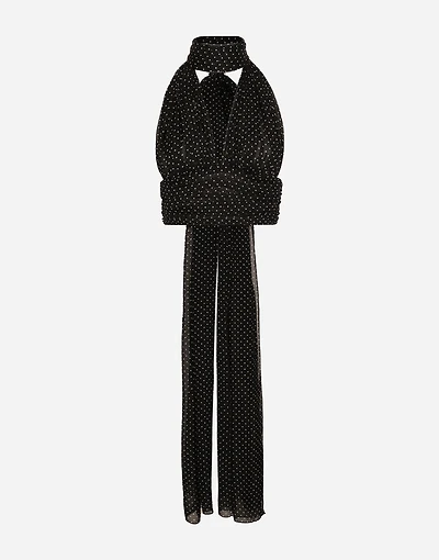 Chiffon top with polka-dot print and scarf detail