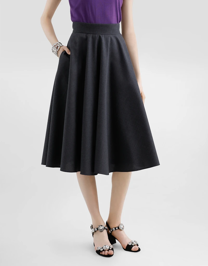 Woolen midi circle skirt