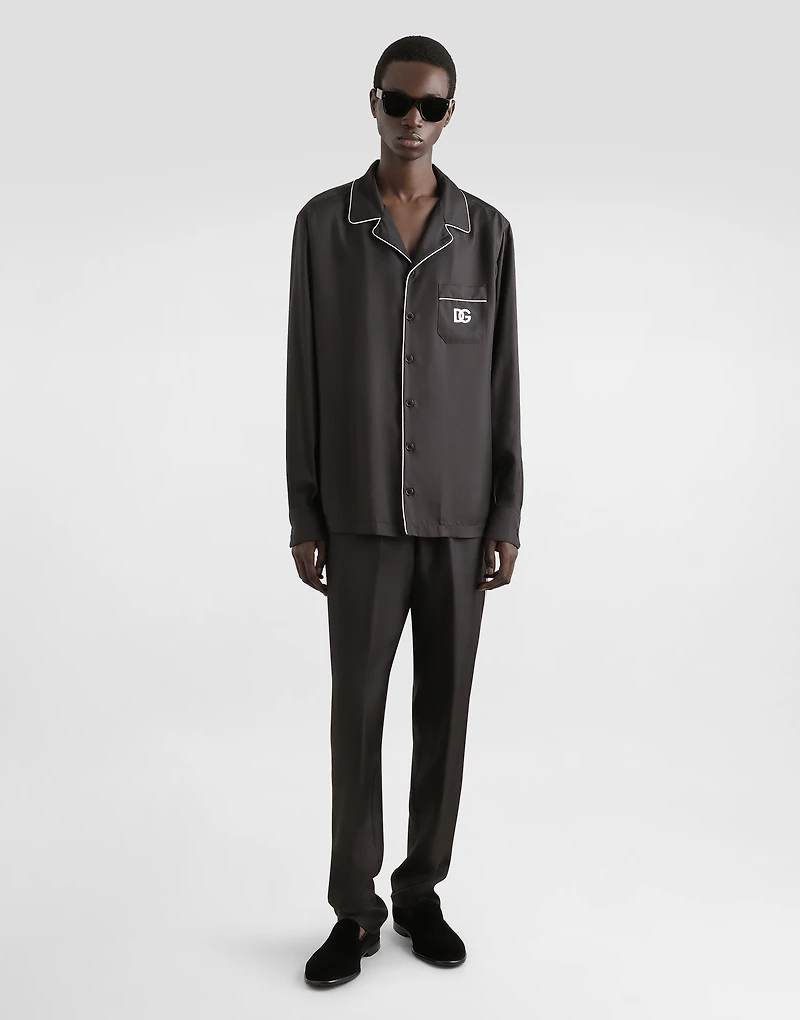 Silk shirt with DG logo-embroidered patch