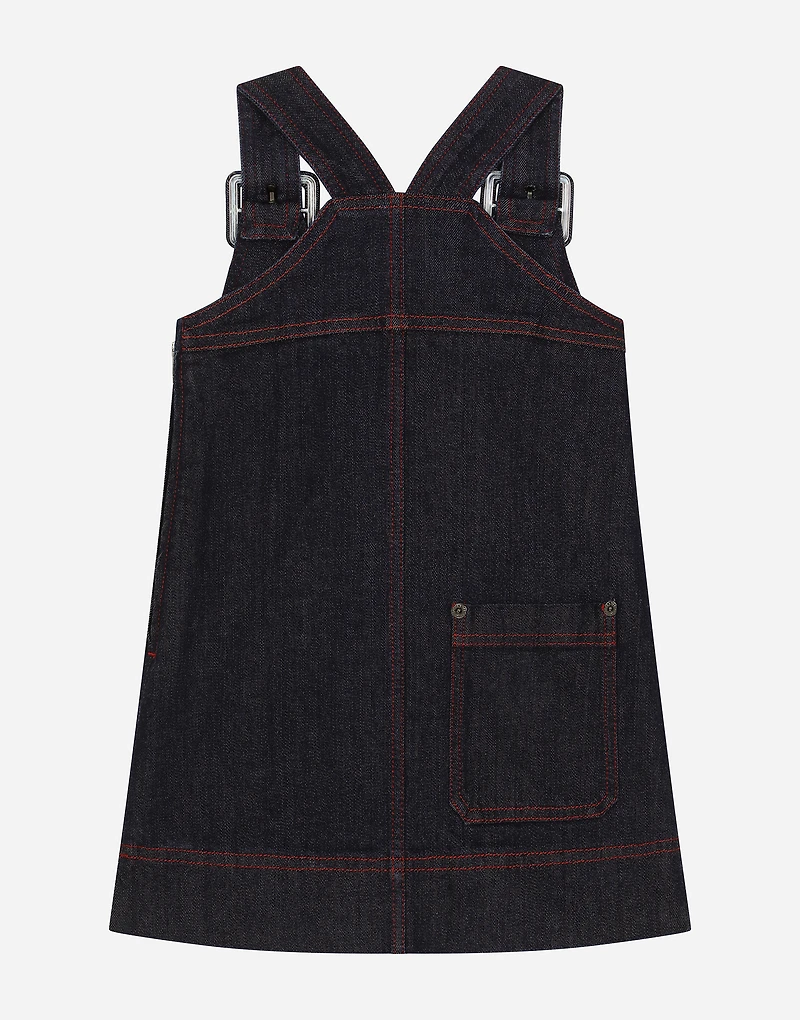 Denim dress with branded tag
