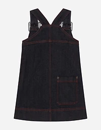 Denim dress with branded tag