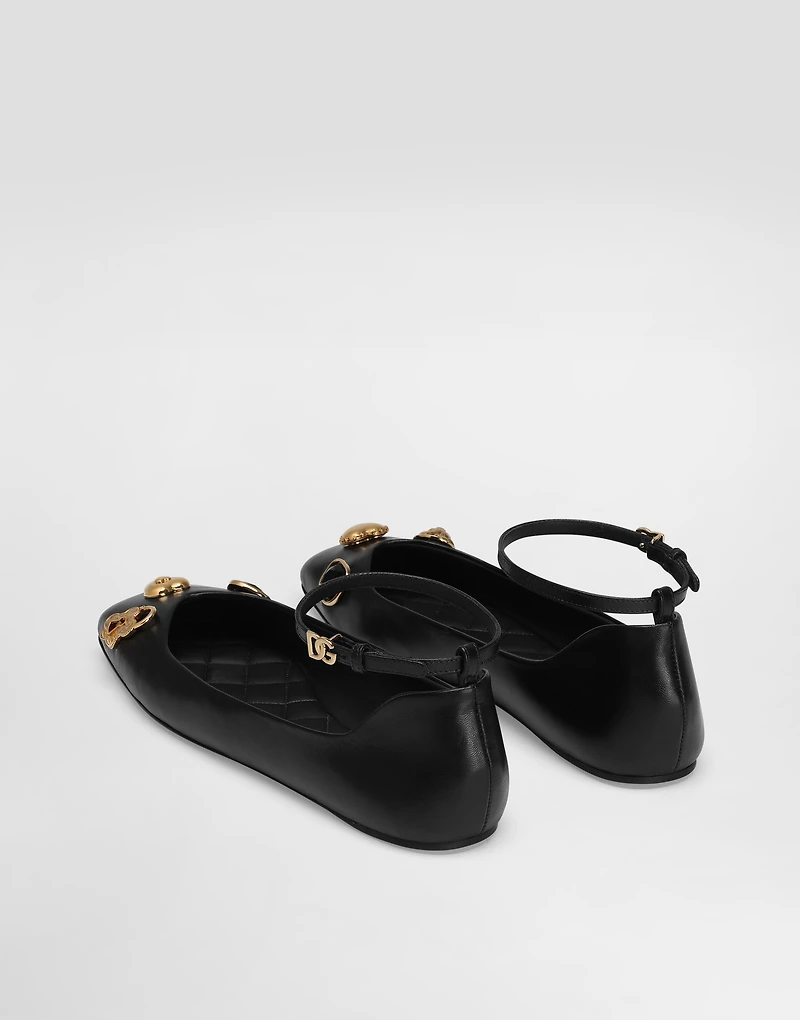 Leather ballet flats with embroidery