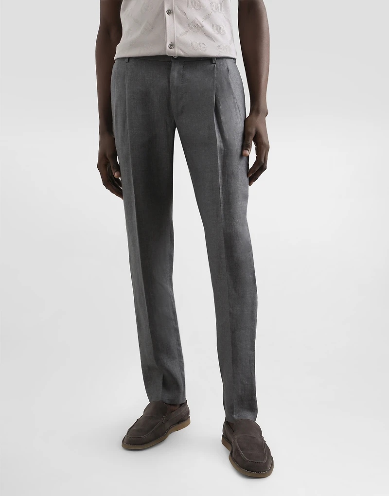 Washed linen canvas trousers