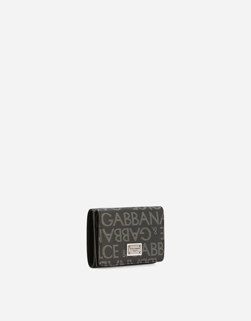 Coated jacquard French flap wallet