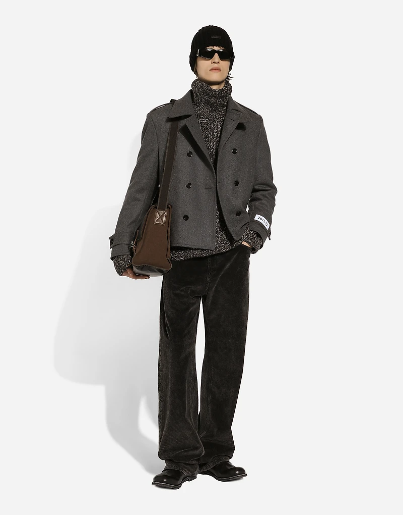 Double-breasted cashmere-blend pea coat