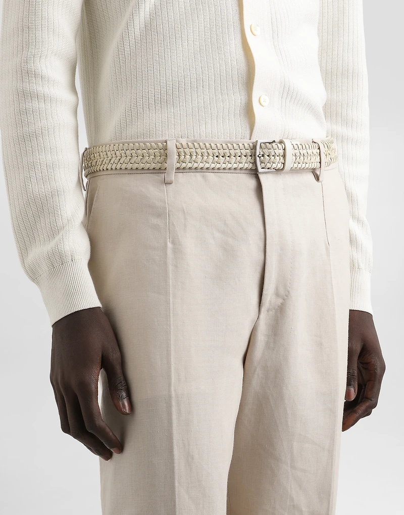 Woven leather belt