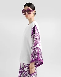 T-shirt with silk foulard sleeves