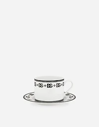 Set 2 Porcelain Teacups with Saucers