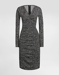 Chevron print cady midi dress