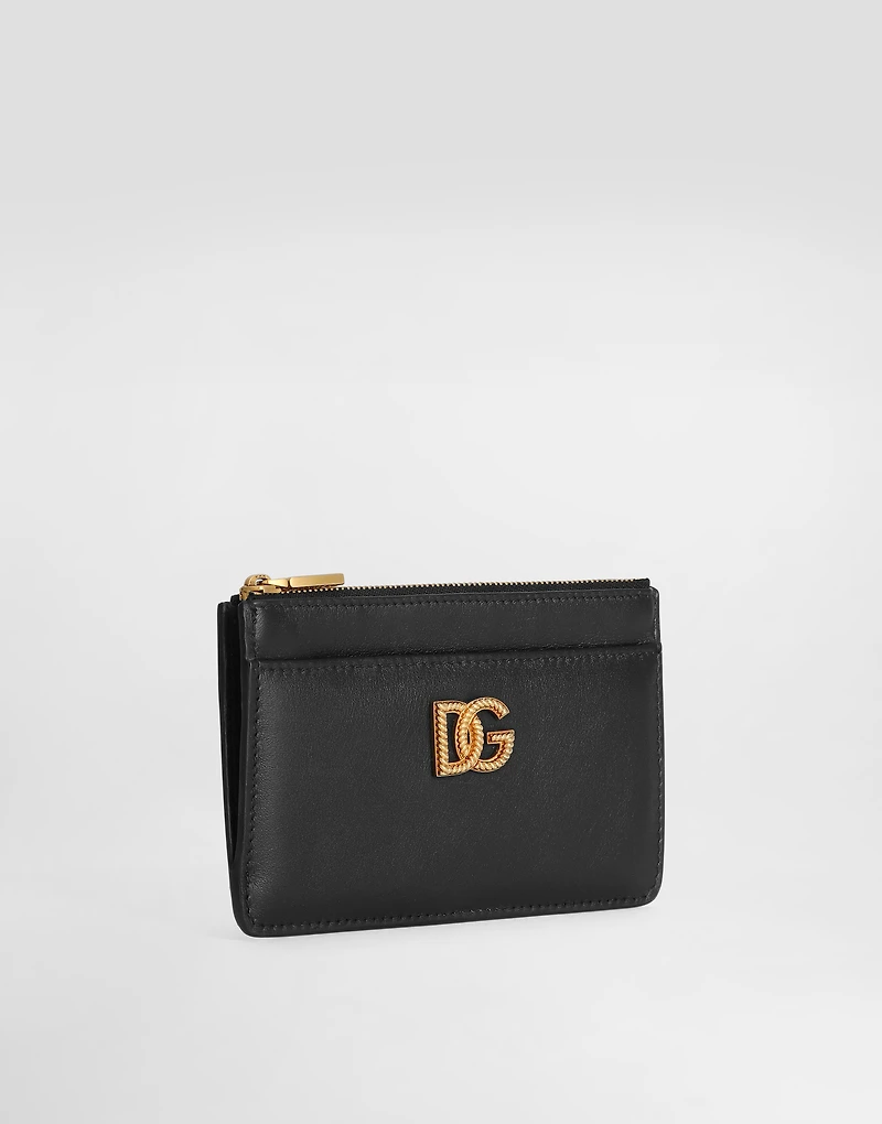 Calfskin card holder with DG logo