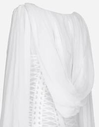 Long chiffon dress with corset details