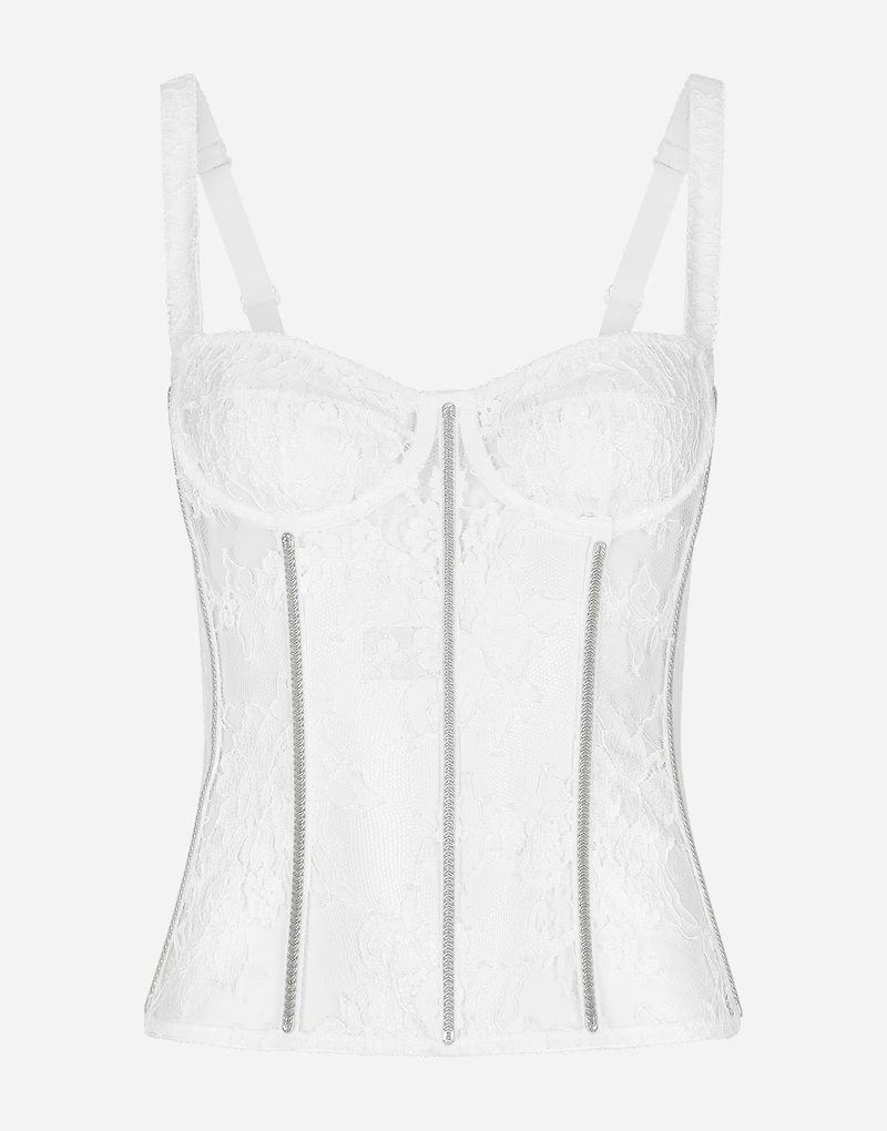 Lace lingerie bustier with straps