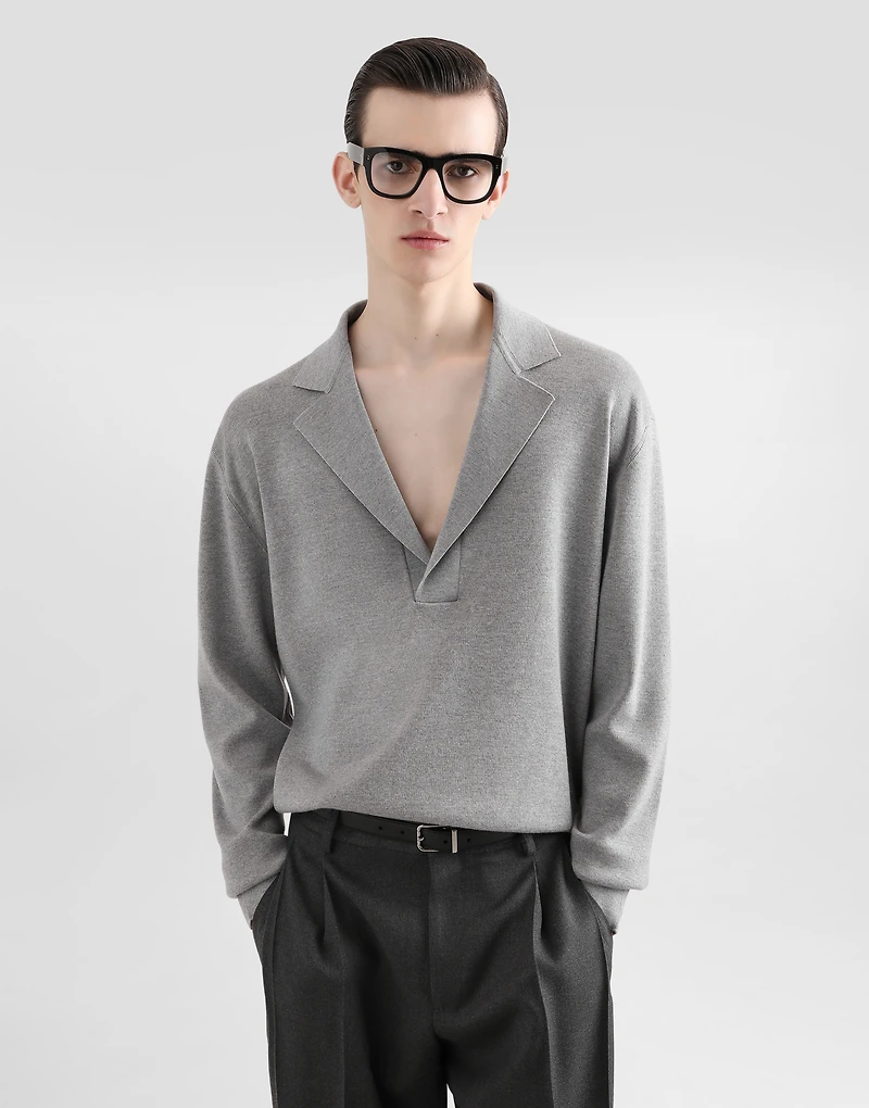 Wool V-neck sweater with DG embroidery