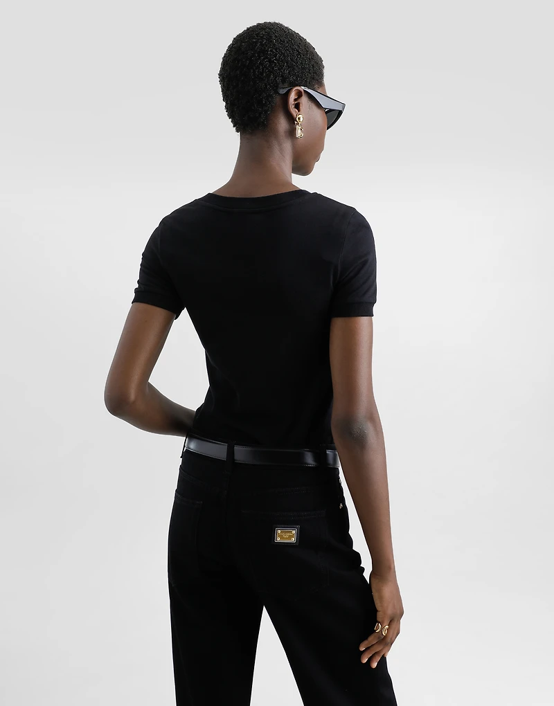 Jersey T-shirt with DG logo and lace details