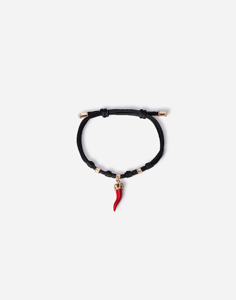 Good Luck Bracelet fabric with a pendant 18 carat yellow gold