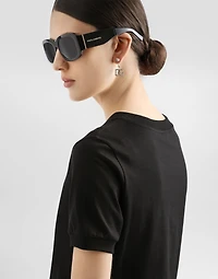 Cotton T-shirt with Crystal DG logo