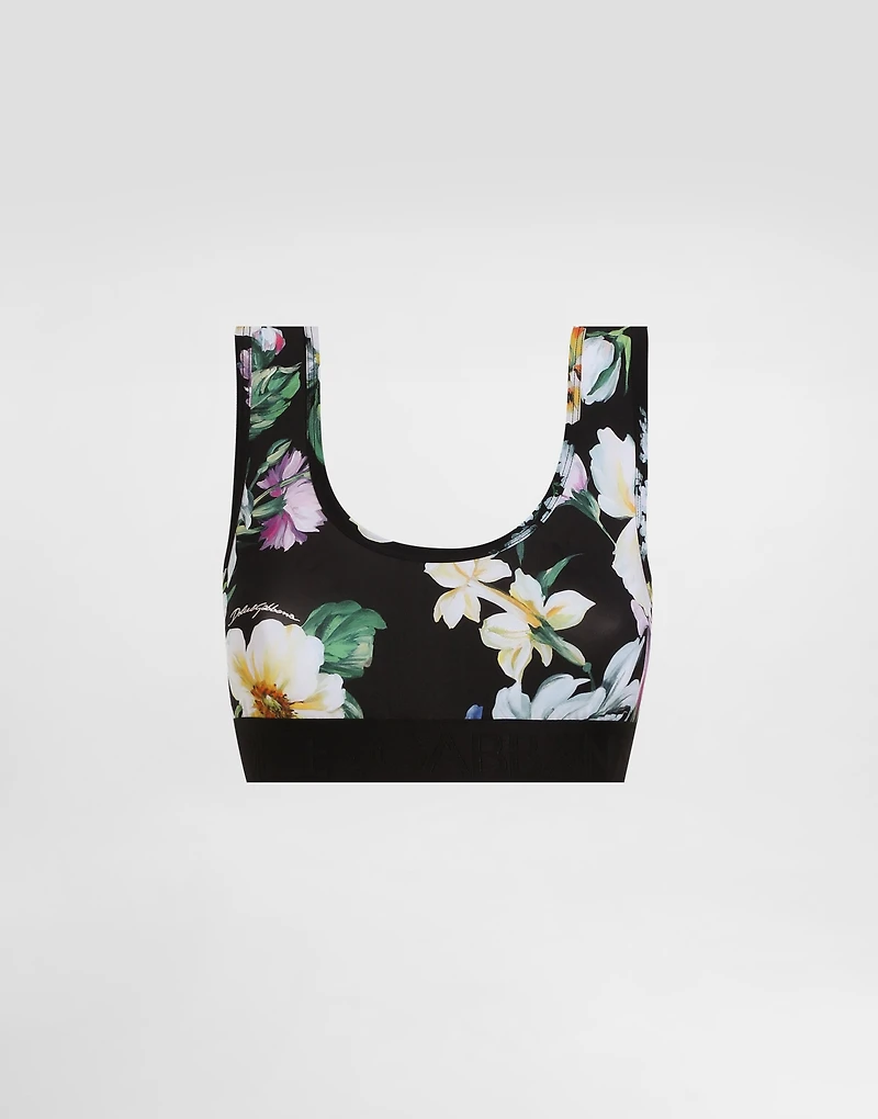 Activewear bra top floral-print jersey