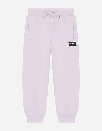 Jersey jogging pants with logo tag