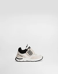 Mesh and split calfskin sneakers