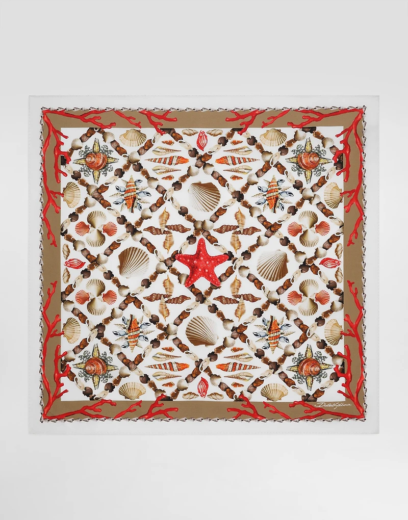 Shell-print silk scarf
