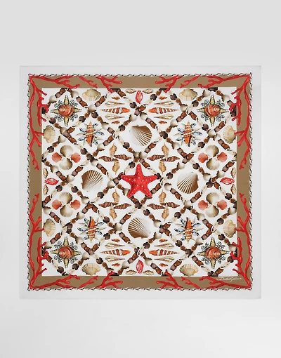 Shell-print silk scarf