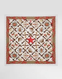 Shell-print silk scarf