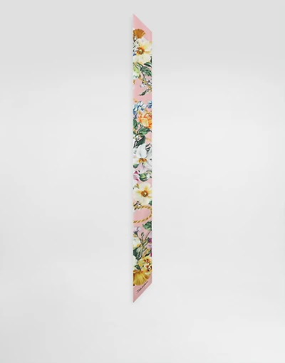 Floral-print twill headscarf (6x100