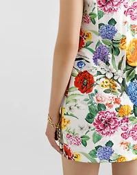 Brocade midi dress with floral print