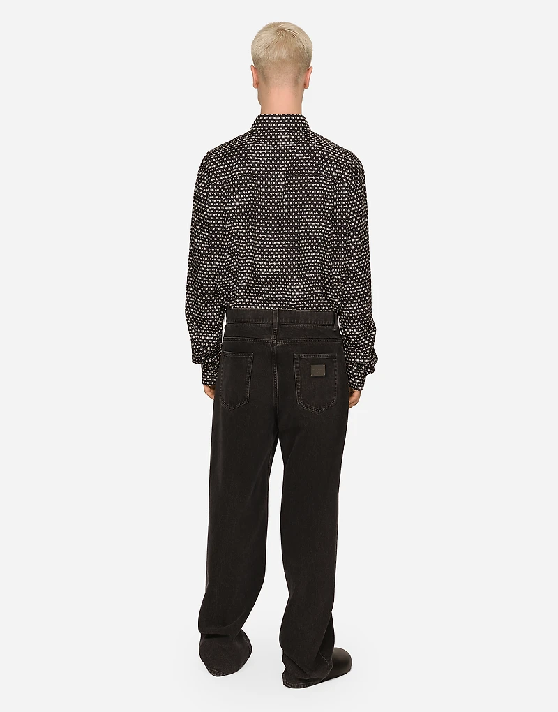 Oversize poplin shirt with DG logo print