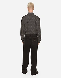 Oversize poplin shirt with DG logo print