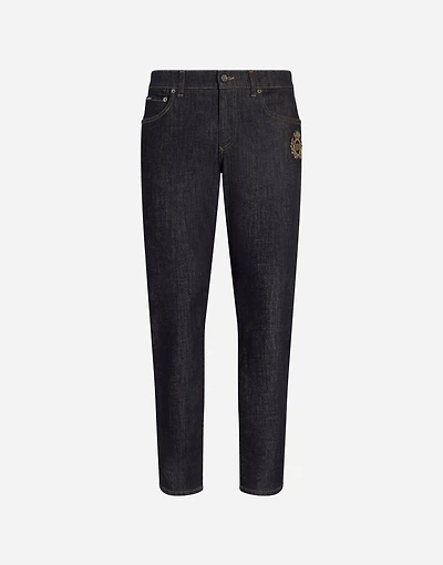 Slim-fit stretch cotton jeans with patch