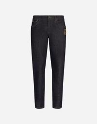 Slim-fit stretch cotton jeans with patch