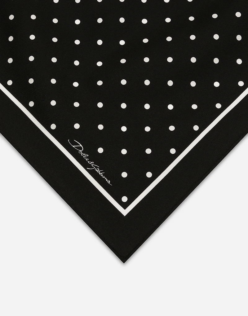 Silk twill scarf with polka-dot print (50x50