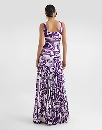 Majolica-print sleeveless dress