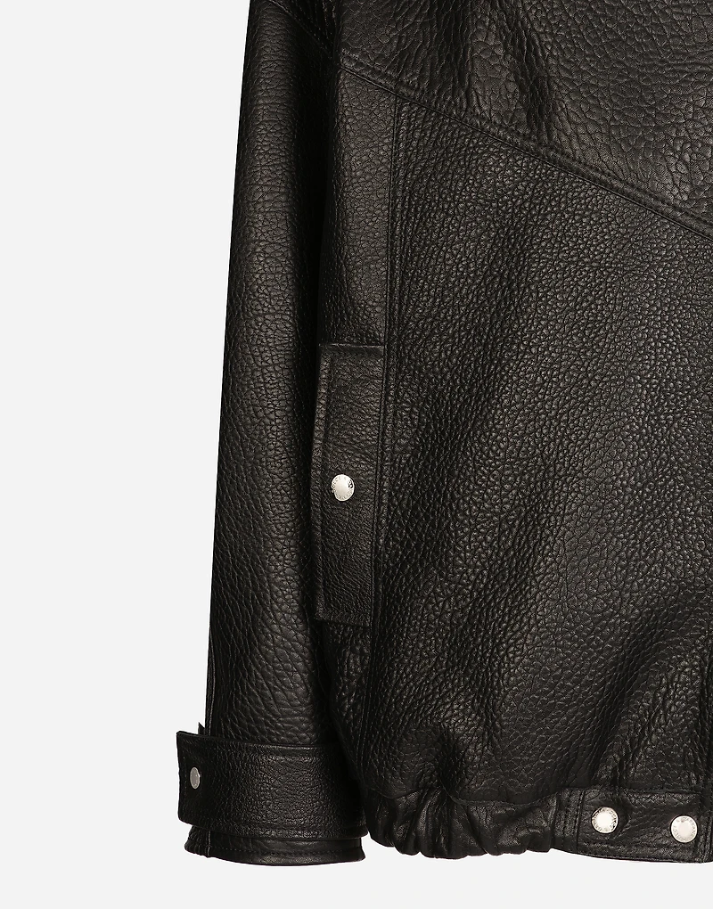 Oversize vegetable-tanned lambskin biker jacket