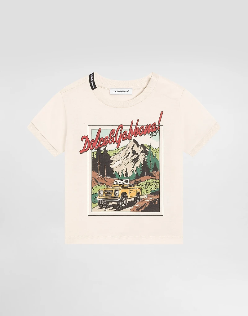 Jersey t-shirt with postcard print